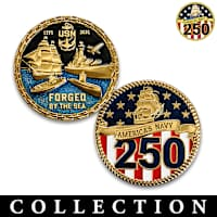 U.S. Navy 250th Anniversary 24K Gold-Plated Challenge Coins