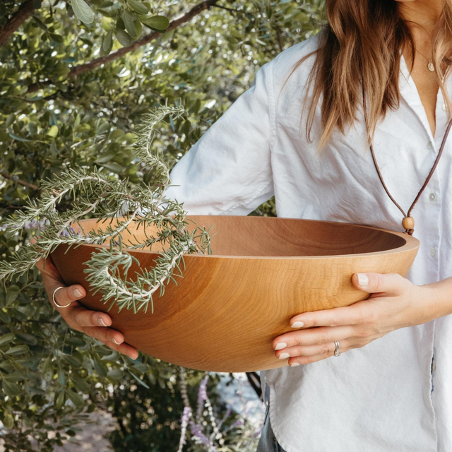 Handcrafted Wood Salad Bowls - Natural