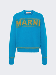 Intarsia Wool Sweater Cobalt