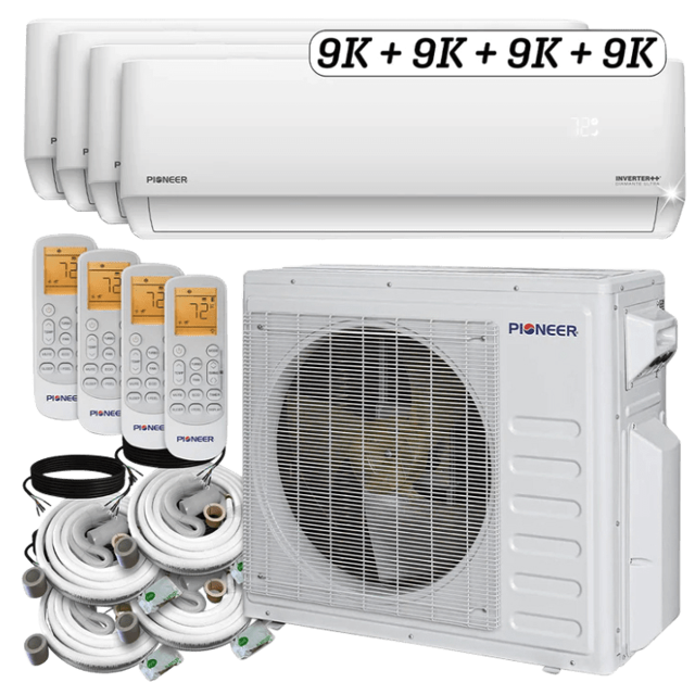 Pioneer Tri-Zone 36,000 BTU Ductless Mini Split Heat Pump (12k + 12k + 12k)