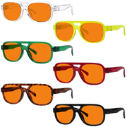 6 Pack 100% Blue Blocking Orange Glasses for Sleep Metalless Pilot R2515-B98