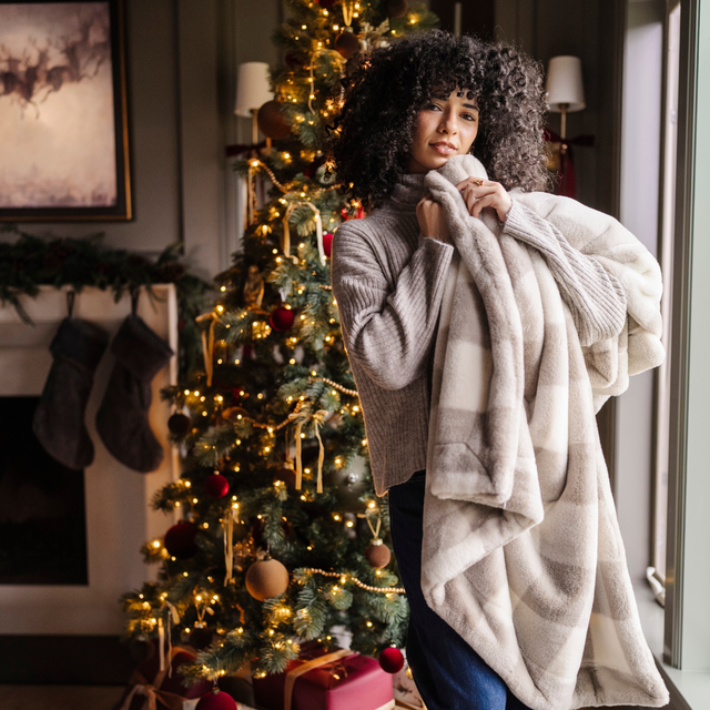HOLIDAY PRINTED FAUX FUR XL THROW BLANKETS