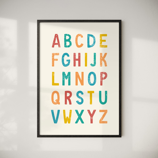 Vintage Alphabet - Restickable Framed Art Prints - Vintage Alphabet - 8X11 - Typography Art - Framed Wall Art - Gallery Wall - Wall Decor - Art on Canvas - Shop Art Online