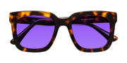 Tortoise Oversized Acetate Square Tinted Sunglasses with Purple Sunwear Lenses - Parr