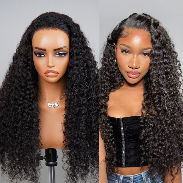 ISEE Invisi Draw-strings Deep Wave 13x6 HD Full Lace Frontal Pre-Cut Pre-Plucked Natural Hairline Wear Go Wig