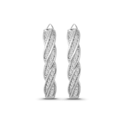 1/6 Carat Diamond Huggie Hoop Earrings in Sterling Silver