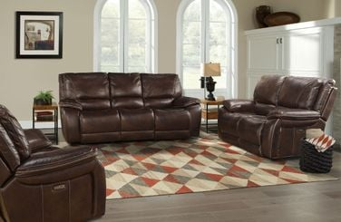Vail Burnt Sienna Leather Dual Power Reclining Living Room Set