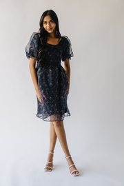 The Alta Puff Sleeve Floral Dress in Black Floral