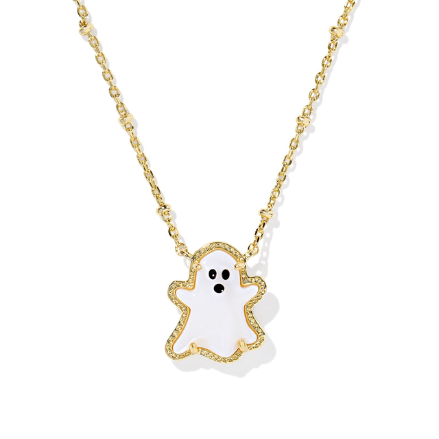 Ghost Short Pendant Necklace in White Mother Of Pearl