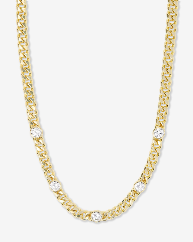 Julian 5 Diamond Necklace - Gold|White Diamondettes