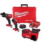 Milwaukee 3697-22IN M18 FUEL 18V Hammer Drill /Drive Kit w/ M18 Tire Inflator