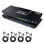 4 Port KVM Switch Kit HDMI 4K60Hz with USB 3.0 Docking Station, 4 PCs 1 Monitor