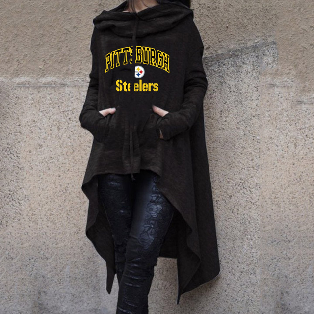 Fashionable Print Irregular Long Sleeve Sweatshirt