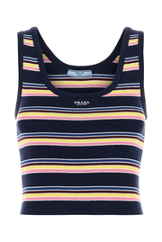 Prada Striped Ribbed Tank Top