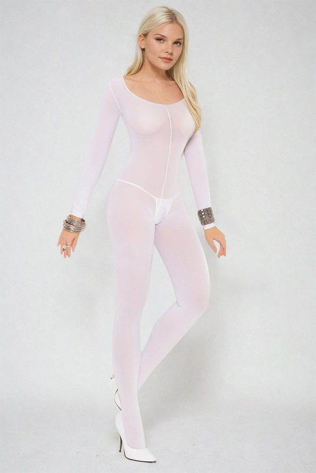 Opaque Long Sleeve Bodystocking