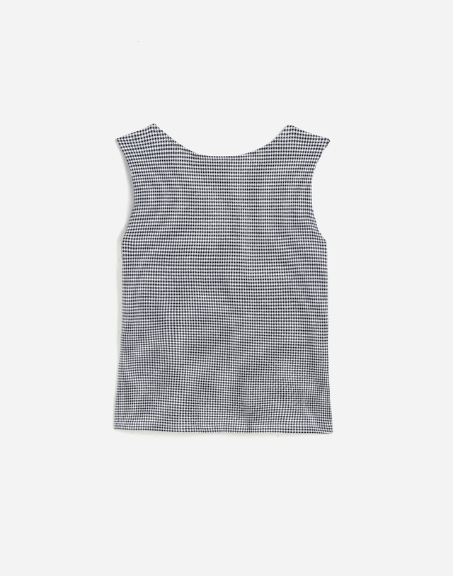 Low-Back Cap-Sleeve Tee in Gingham