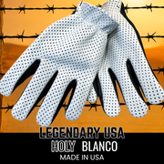 Legendary Holy Blanco Ventilated Short Wrist Motorcycle Gloves – White Top Black Bottom