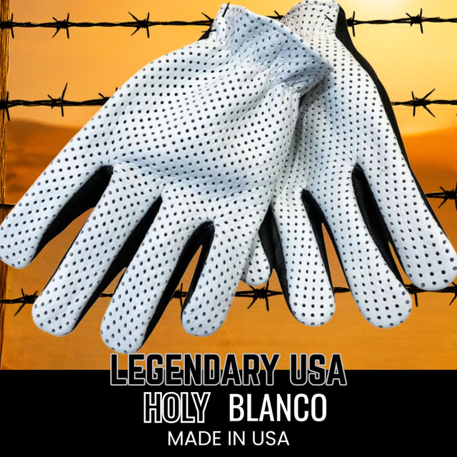 Legendary Holy Blanco Ventilated Short Wrist Motorcycle Gloves – White Top Black Bottom