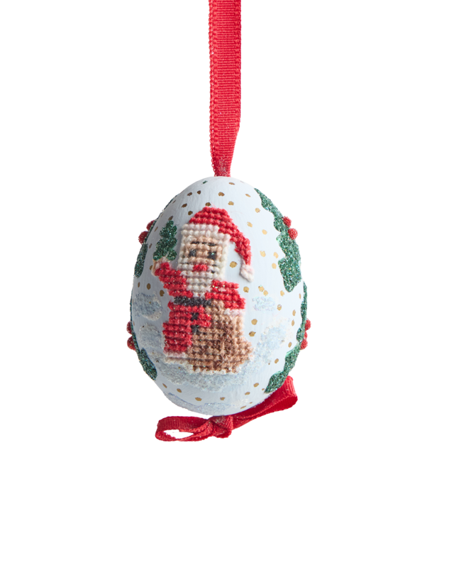 Santa Needlepoint Egg Ornament