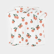 Poncho de plage blanc cassé à imprimés oranges