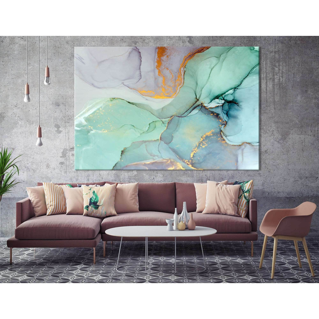 Teal Marble Artwork Ready to Hang Canvas Print