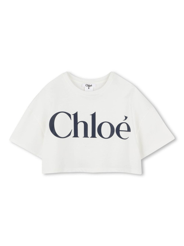 logo-print cropped T-shirt