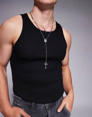 ASOS DESIGN 3 pack rosary chain necklace in silver tone