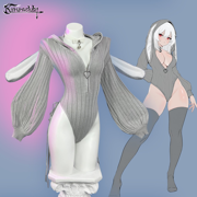 KORURACLUB-Chic Grey Bunny Ear Hoodie Bodysuit for sale yv51030