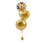 Black, White & Gold 30th Birthday Inflated Balloon Arrangement