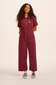 Ragan - Denim Jumpsuit in Maroon