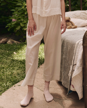 The Eyelet Easy Sleep Pant. -- True White