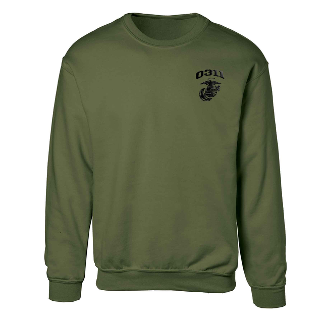 Marine Corps MOS Embroidered Sweatshirt - OD Green with Black