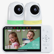 Babysense Prisma: Video Baby Monitor with 2 Cameras, Non Wifi, Split Screen, Night Light & Sound Machine