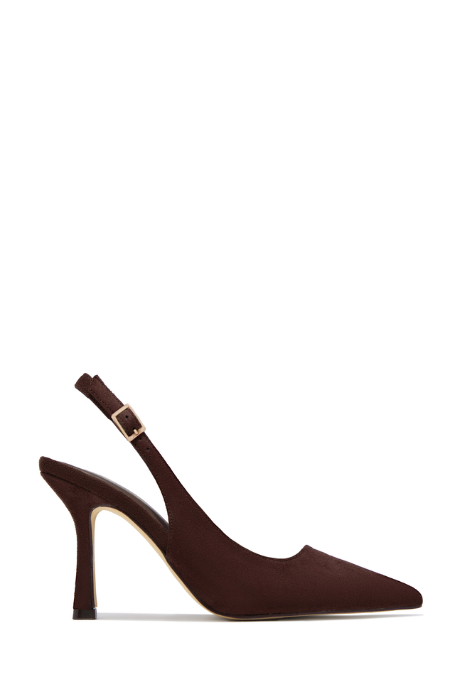 Carianna Faux Suede Slingback Pumps - Brown