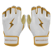 PREMIUM PRO GOLD Series Short Cuff Batting Gloves - Gold WHITE