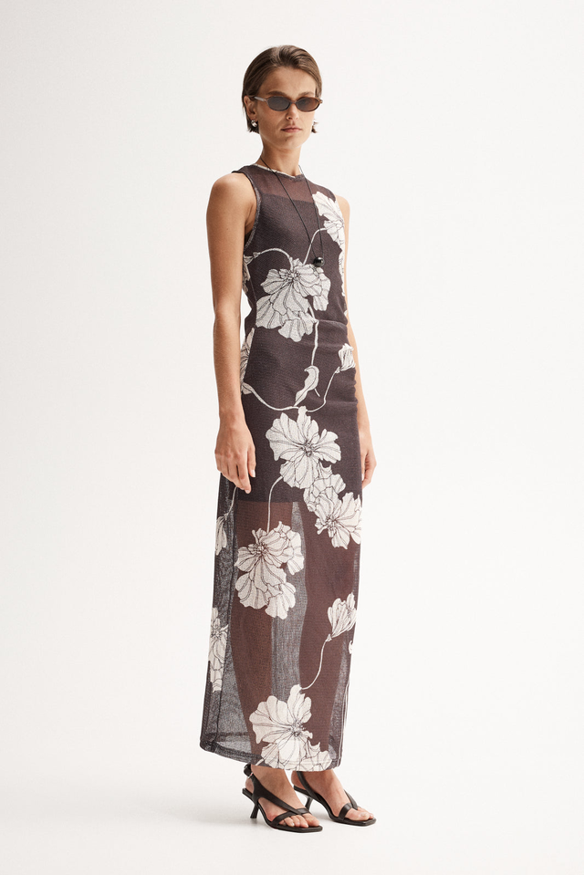 Lilian Maxi Dress Chocolate Floral Print