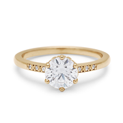 Hazeline Solitaire Ring -  14k Gold & White Diamond