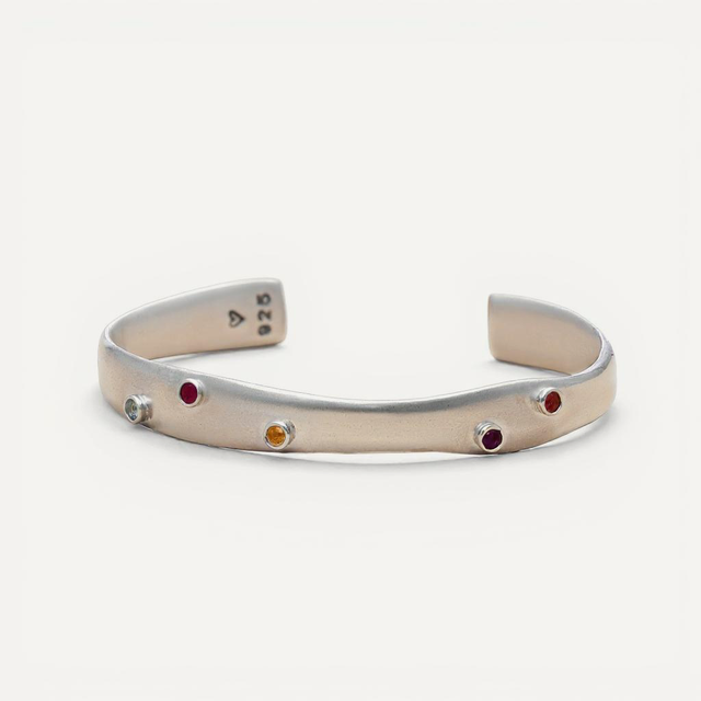 Always Together Bezel Birthstone Cuff {Sterling Silver}