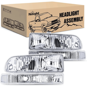 1998 1999 2000 2001 2002 2003 2004 2005 Chevy Blazer S10 Headlight Assembly Chrome Case Clear Reflector