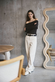 The Ellie Undyed Baggy Jean in Natural White