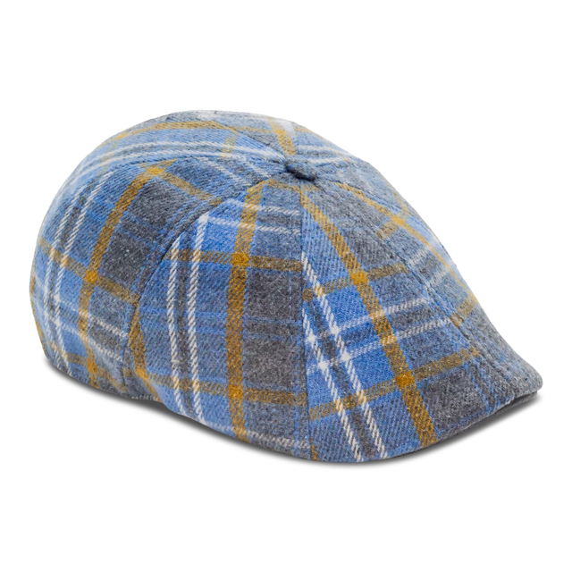 The Spring Rose Boston Scally Cap - Grey & Blue Plaid
