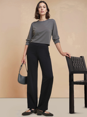 Tall Ponte Wide Leg Mid Rise Pant