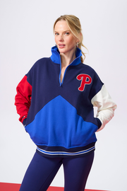 Phillies Colorblock Quarter Zip Sweatshirt in Team Colors
