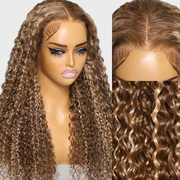 
    Julia Hair Pre-everything Glueless Full Frontal Wig | 13x4 Ear to Ear Lace Front Honey Blonde Highlights Jerry Curly Put On And Go Wig