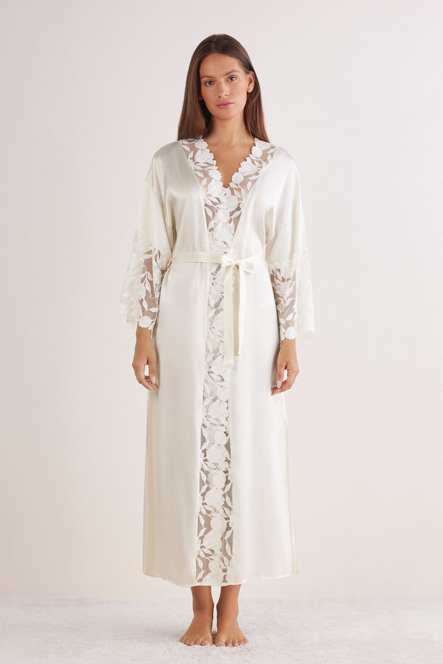 All About Flowers Long Silk Robe