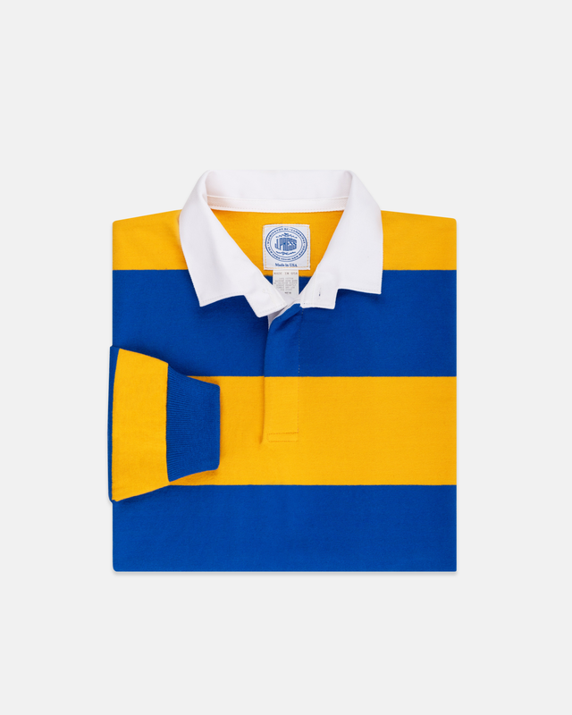 CLASSIC STRIPE RUGBY SHIRT - ROYAL/GOLD