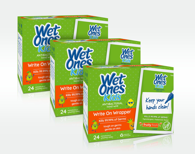 Wet Ones® Antibacterial Hand Wipes Singles with Write On Wrapper - Fruity Fresh Scent Pack