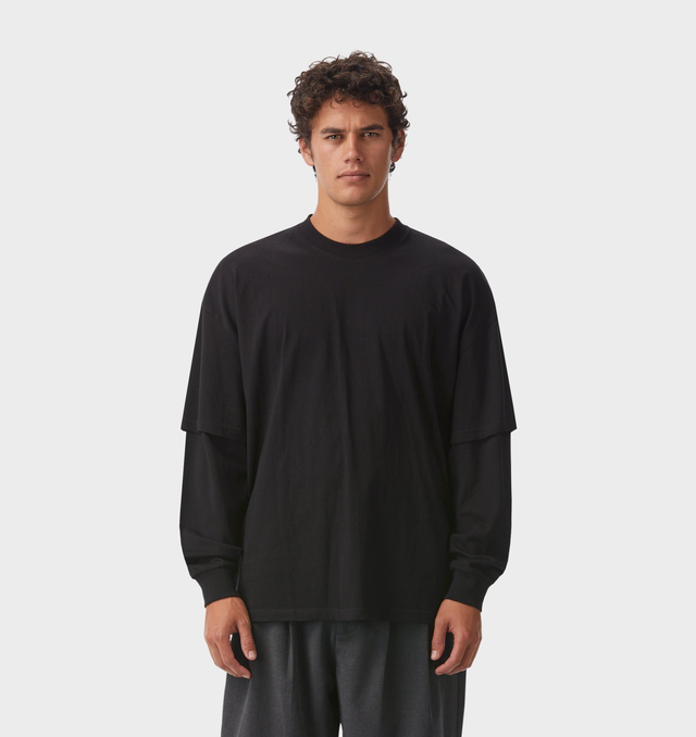 Layered LS Box Tee - Black