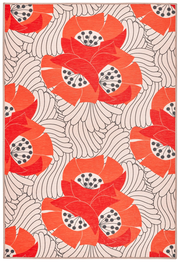 Japanese Poppy Machine Washable Rug | Multi