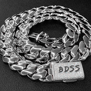 22mm 925S & VVS Moissanite Box Clasp Stainless Steel Cuban Chain